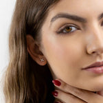 Brinco Moissanite Prata 925 - Flor 0,4ct Lapidação Navette, com Ródio, Cor D VVS1 Certificada