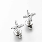 Brinco Moissanite Prata 925 - Flor 0,4ct Lapidação Navette, com Ródio, Cor D VVS1 Certificada