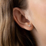 Brinco Moissanite Prata 925 - Flor 0,4ct Lapidação Navette, com Ródio, Cor D VVS1 Certificada