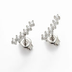 Brinco Curva de Luz 0,2ct de Moissanite Brilhante com 6 Pedras, Prata 925 com Ródio, Moissanite Cor D VVS1 Certificada - Monlí