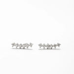 Brinco Curva de Luz 0,2ct de Moissanite Brilhante com 6 Pedras, Prata 925 com Ródio, Moissanite Cor D VVS1 Certificada - Monlí