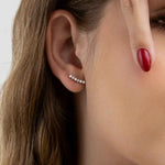 Brinco Moissanite Prata 925 com 0,2ct de Moissanite Brilhante - Curva de Luz, 6 Pedras, Ródio, Cor D VVS1 Certificada