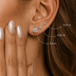 Brinco Ponto de Luz 0,1 a 1ct de Moissanite Brilhante com 4 Garras, Prata 925 com Ródio, Moissanite Cor D VVS1 Certificada - Monlí