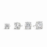 Brinco Moissanite Prata 925 com Ródio, 0,1 a 1ct Brilhante em Cor D VVS1 Certificada com 4 Garras