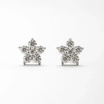 Brinco Flor 0,6ct de Moissanite Gota Cravejado, Prata 925 com Ródio, Moissanite Cor D VVS1 Certificada - Monlí