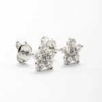 Brinco Flor 0,6ct de Moissanite Gota Cravejado, Prata 925 com Ródio, Moissanite Cor D VVS1 Certificada - Monlí