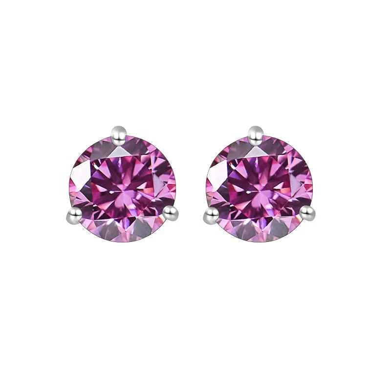 Brinco Moissanite Redondo 0.5ct/1ct – Prata 925 – Ponto de Luz Clássico – Todas as Cores