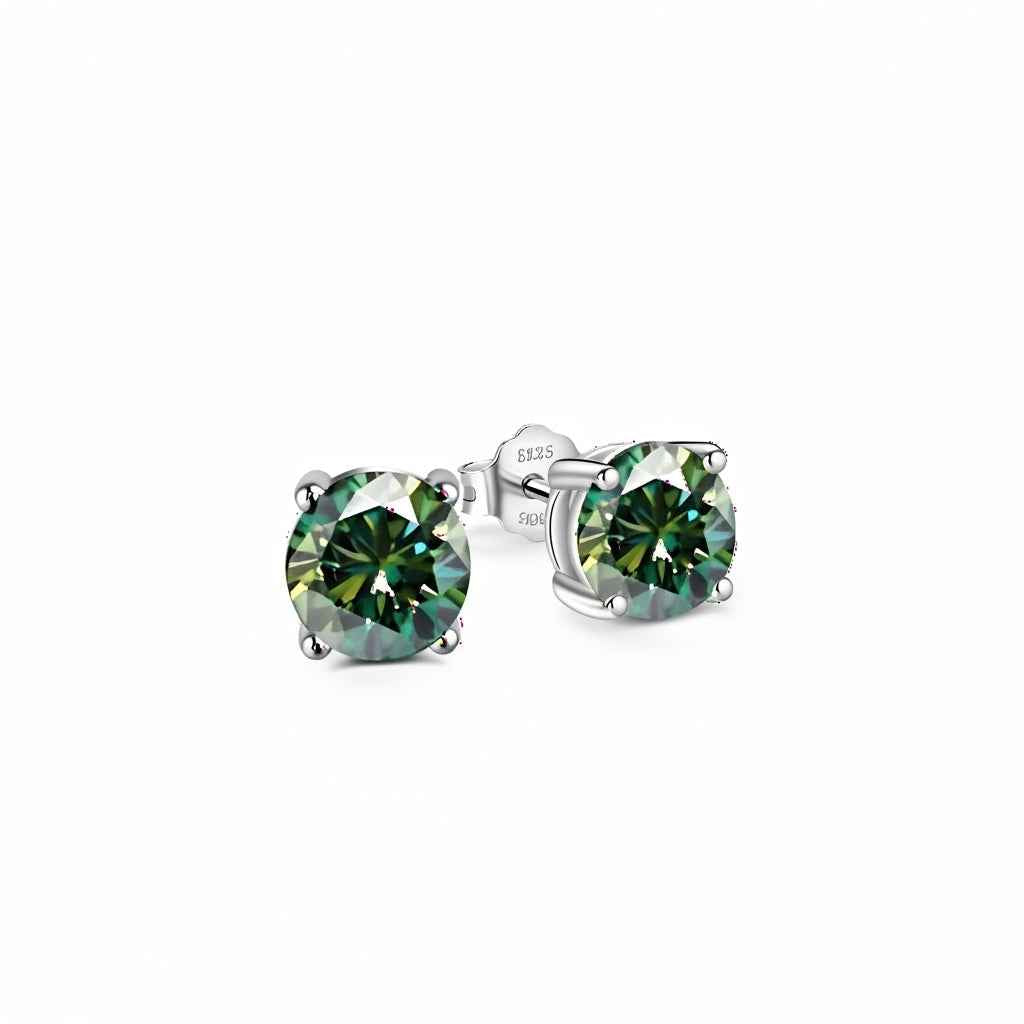 Brinco Moissanite Colorida Brilhante em Prata 925 com Ródio, 0,3ct a 2ct em Verde, Rosa, Vermelho ou Azul