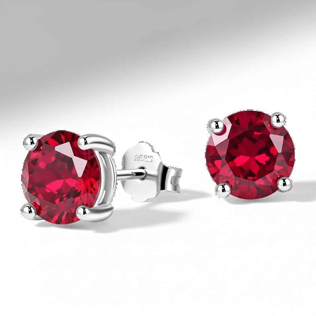 Brinco Moissanite Vermelho Brilhante 0,3ct a 2ct em Prata 925 com Ródio VVS1 Certificada