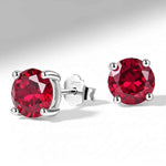 Brinco Moissanite Vermelho Brilhante 0,3ct a 2ct em Prata 925 com Ródio VVS1 Certificada