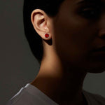 Brinco Moissanite Vermelho Brilhante 0,3ct a 2ct em Prata 925 com Ródio VVS1 Certificada