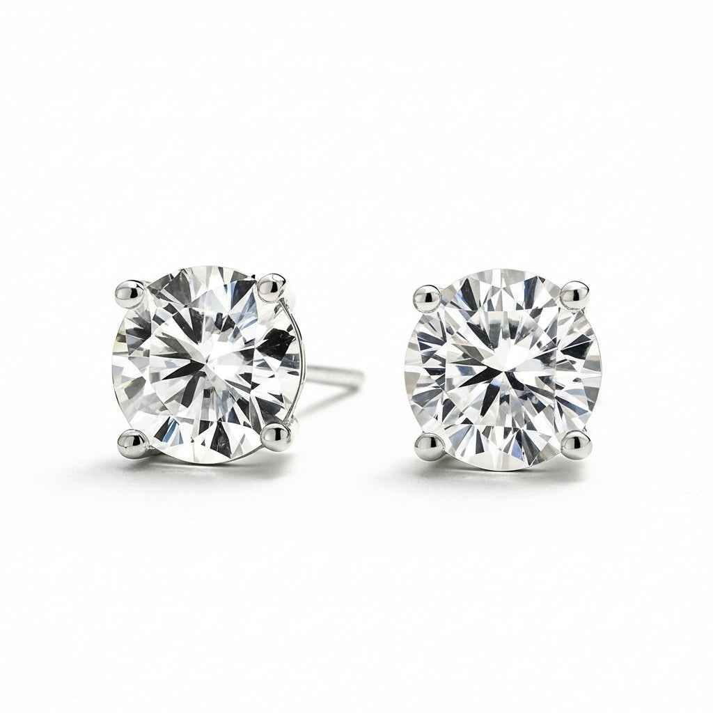 Brinco Ponto de Luz Moissanite Brilhante 2ct a 5ct em Prata 925 com Ródio e Certificação VVS1