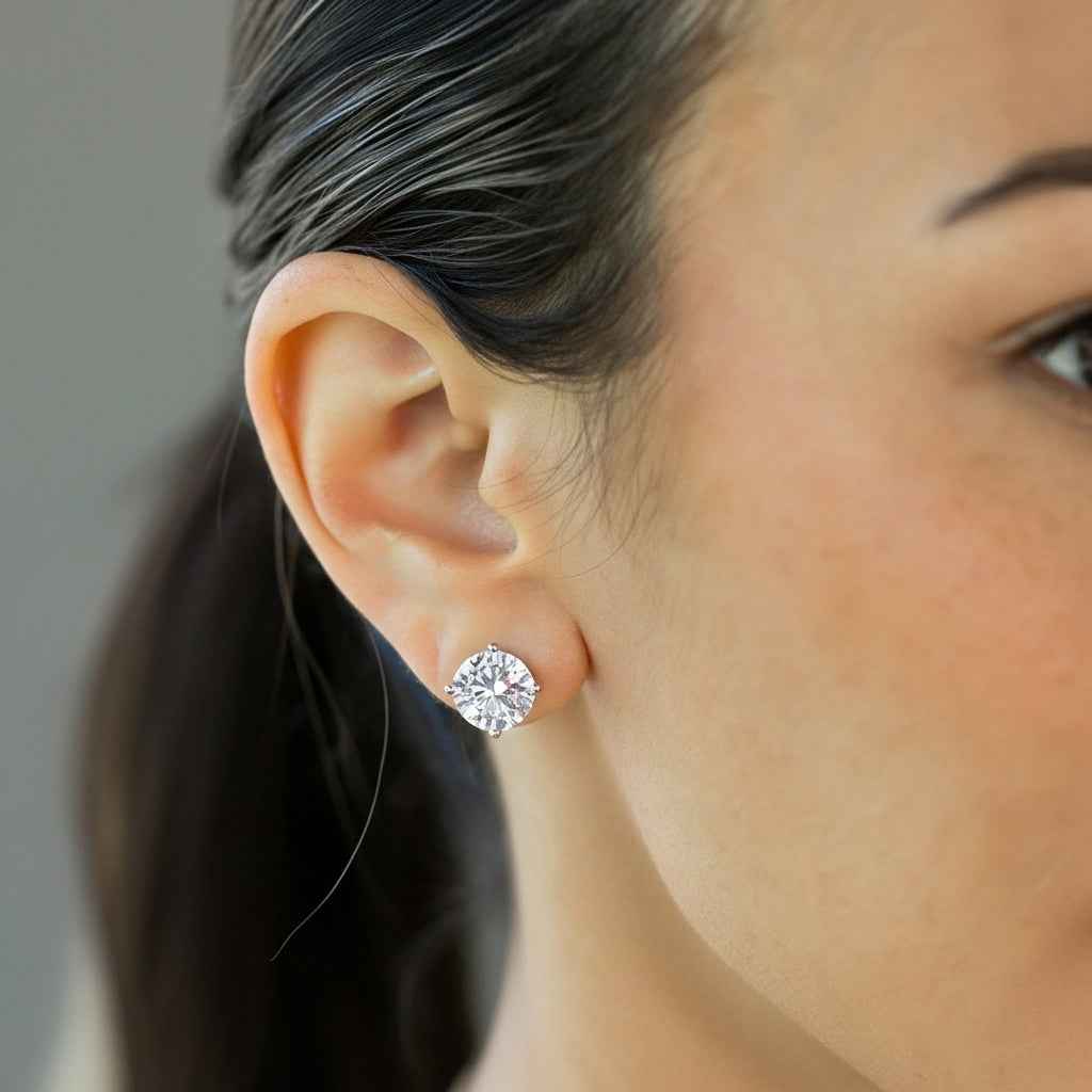 Brinco Ponto de Luz Moissanite Brilhante 2ct a 5ct em Prata 925 com Ródio e Certificação VVS1