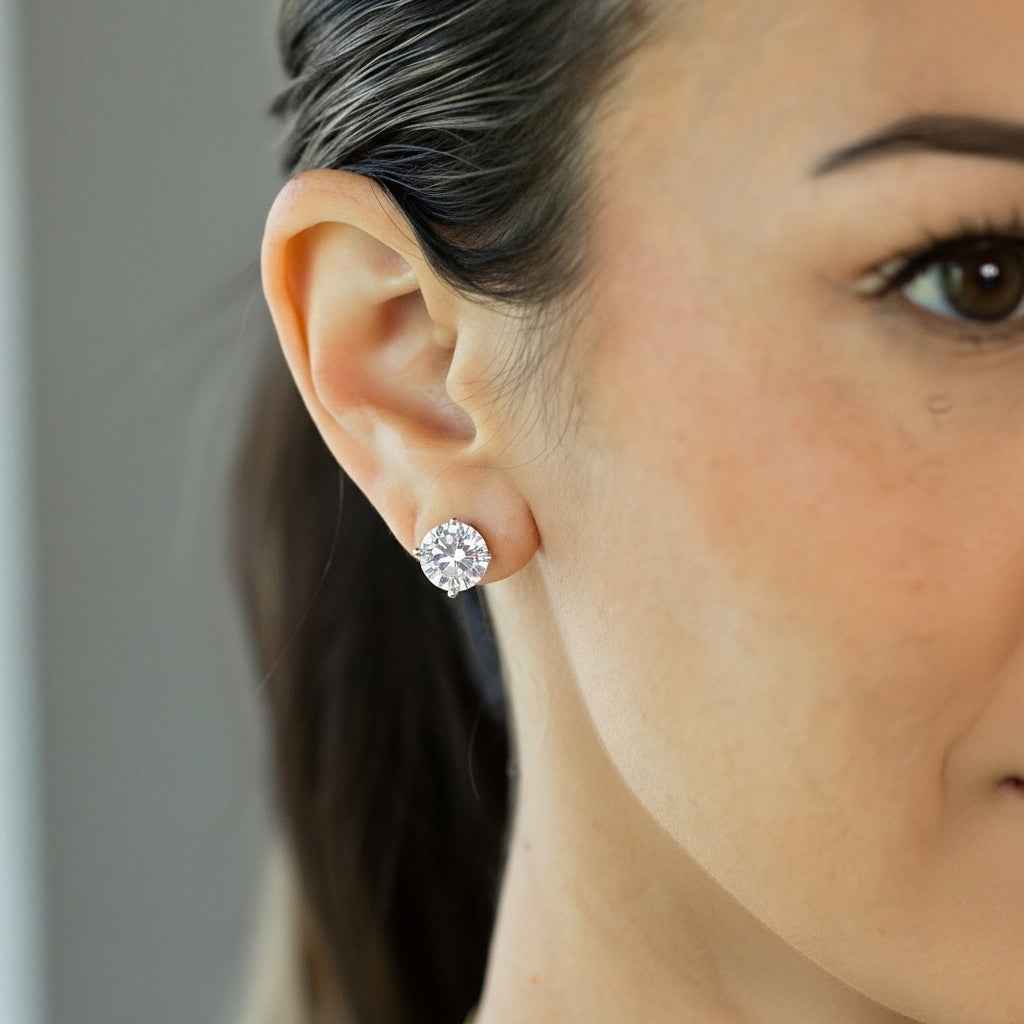 Brinco Ponto de Luz Moissanite Brilhante 2ct a 5ct em Prata 925 com Ródio e Certificação VVS1