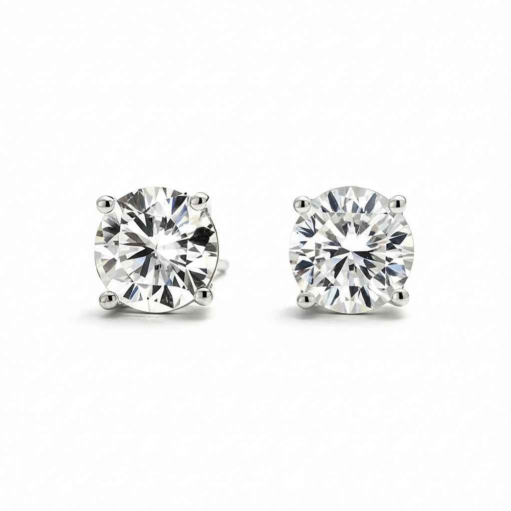 Brinco Ponto de Luz Moissanite Brilhante 2ct a 5ct em Prata 925 com Ródio e Certificação VVS1