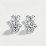 Brinco Ponto de Luz de Moissanite Brilhante 6 garras 0,3 a 3ct em Prata 925, Cor D VVS1 Certificada - Clássico e Atemporal - Monlí