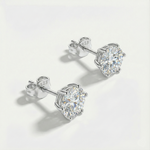 Brinco Ponto de Luz de Moissanite Brilhante 6 garras 0,3 a 3ct em Prata 925, Cor D VVS1 Certificada - Clássico e Atemporal - Monlí