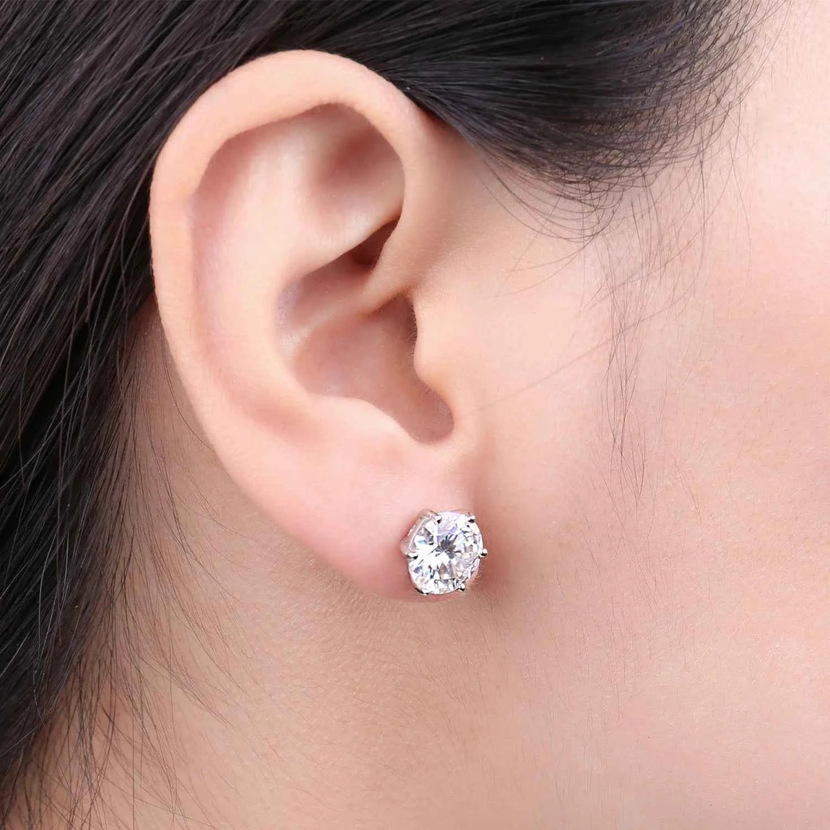 Brincos Ponto de Luz de Moissanite Brilhante 0,3 a 3ct em Prata 925, Cor D VVS1 Certificada — Clássico e Atemporal — Monlí