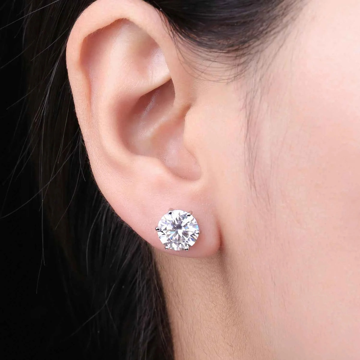 Brincos Ponto de Luz de Moissanite Brilhante 0,3 a 3ct em Prata 925, Cor D VVS1 Certificada — Clássico e Atemporal — Monlí