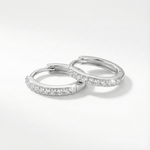 Brinco de Argola com Moissanite Brilhante em Prata 925, Moissanite Cor D VVS1 Certificada — Monlí