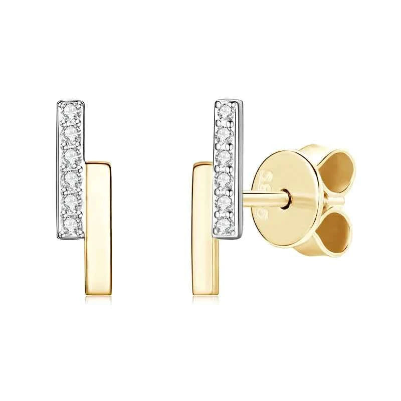 Brinco de Barra com Moissanite Brilhante 0,03ct em Prata 925, Moissanite Cor D VVS1 Certificada — Monlí