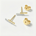 Brinco de Barra com Moissanite Brilhante em Prata 925, Moissanite Cor D VVS1 Certificada — Monlí