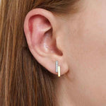 Brinco de Barra com Moissanite Brilhante 0,03ct em Prata 925, Moissanite Cor D VVS1 Certificada — Monlí