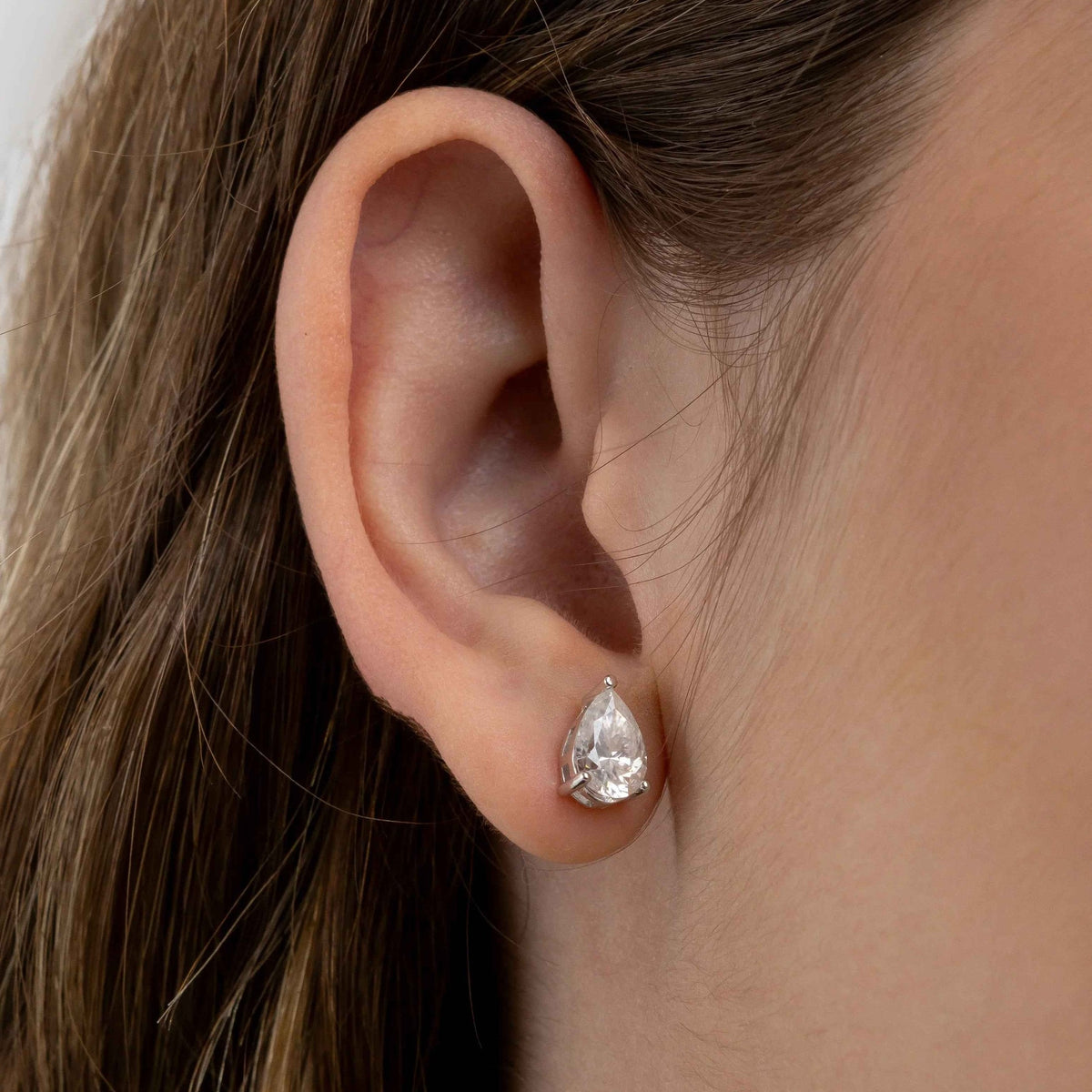 Brinco de Moissanite 3ct Lapidação Gota em Prata 925 com Ródio e Certificado D VVS1