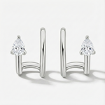 Brinco de Pressão Ear Cuff de Moissanite em Prata 925 Certificada - Design Sem Furo com Moissanite Cor D VVS1 - Monlí