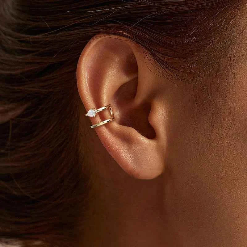 Brinco de Pressão Ear Cuff de Moissanite em Prata 925 Certificada — Design Sem Furo com Moissanite Cor D VVS1 — Monlí