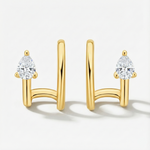 Brinco de Pressão Ear Cuff de Moissanite em Prata 925 Certificada - Design Sem Furo com Moissanite Cor D VVS1 - Monlí