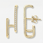 Brincos Geométricos de Moissanite Certificada em Prata 925 com Ouro Branco ou Ouro Amarelo