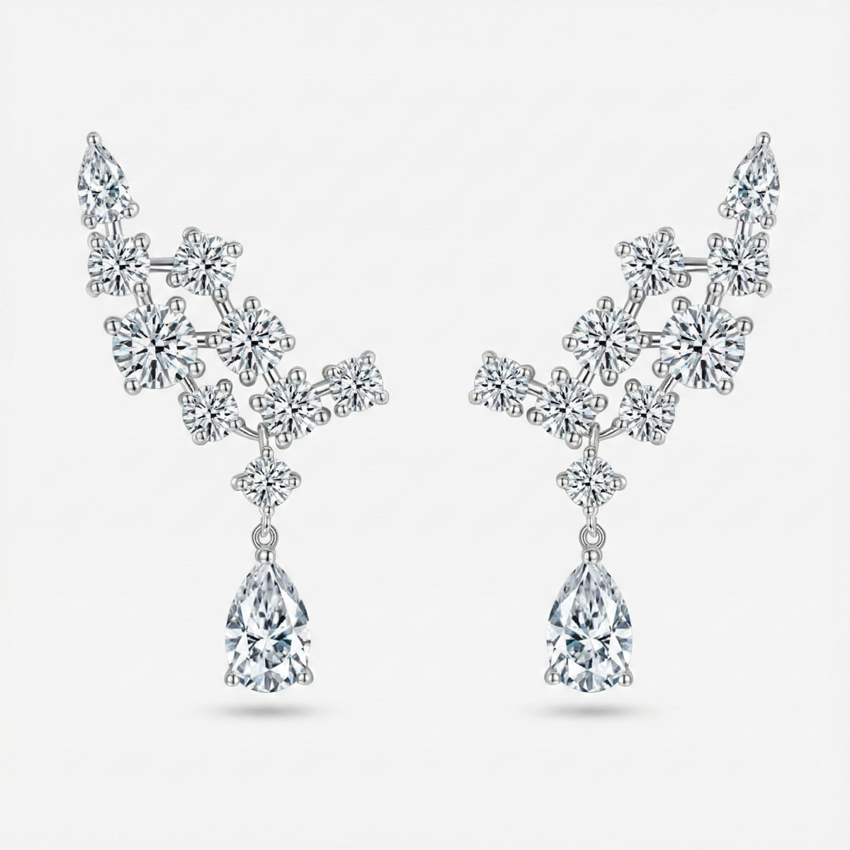 Brincos Gota Luxo 6.1ct em Moissanite Cor D VVS1 com Certificado GRA em Prata 925 — Lapidação Pera Brilhante, Joia Fina de Casamento — Monlí