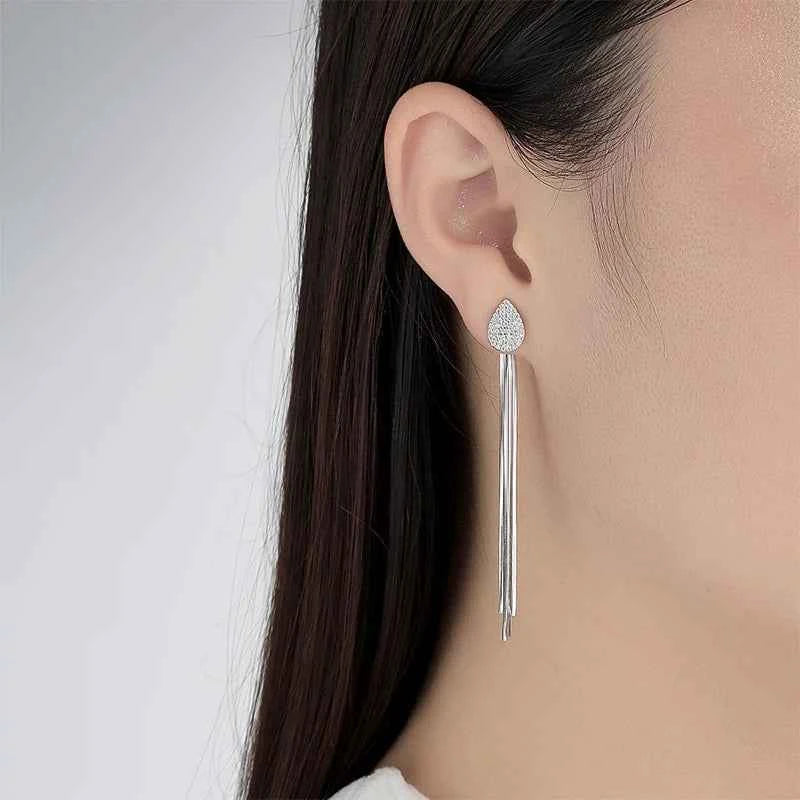 Brincos de Moissanite banho em Ouro 18k com Franja – D Color VVS1 em Prata 925 Certificada GRA – Monlí