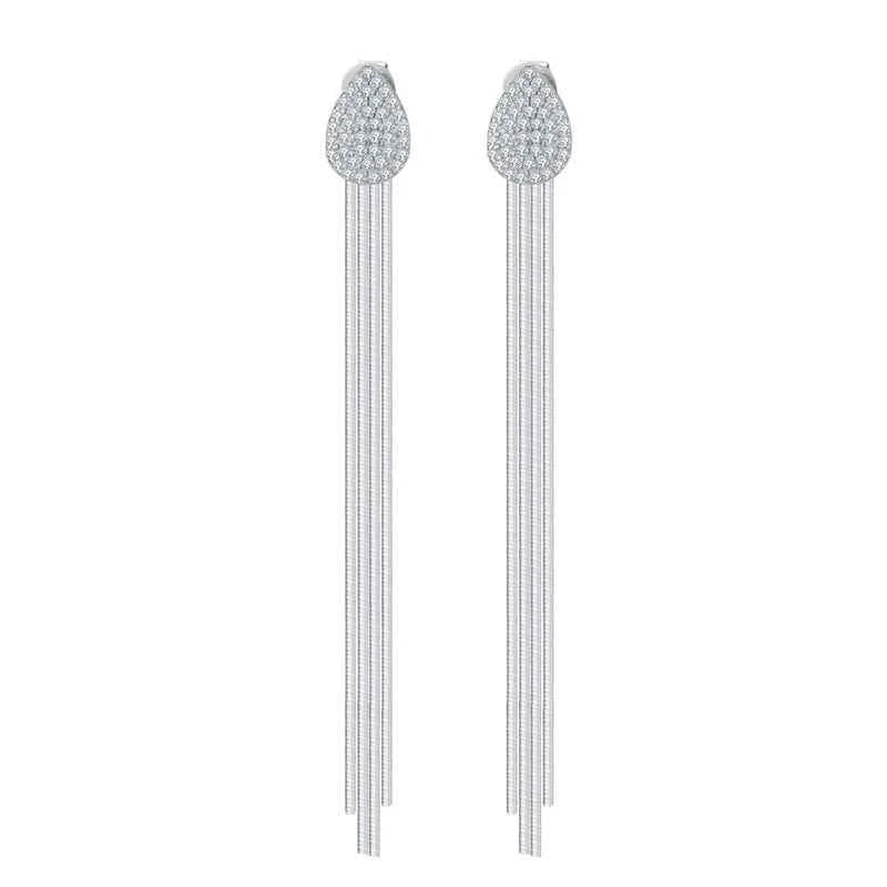 Brincos de Moissanite banho em Ouro 18k com Franja – D Color VVS1 em Prata 925 Certificada GRA – Monlí