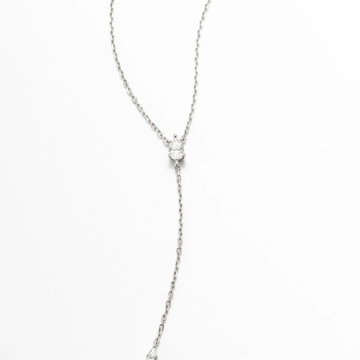 Colar Gravata com Gotas 0,75ct de Moissanite, Prata 925 com Ródio, Moissanite Cor D VVS1 Certificada - Monlí