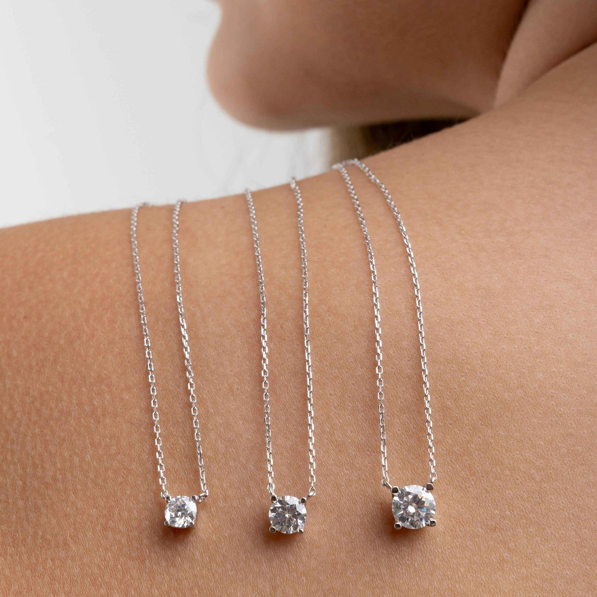 Colar Moissanite 1,2ct Prata 925 com Ródio, Brilhante VVS1 Certificada em 4 Garras