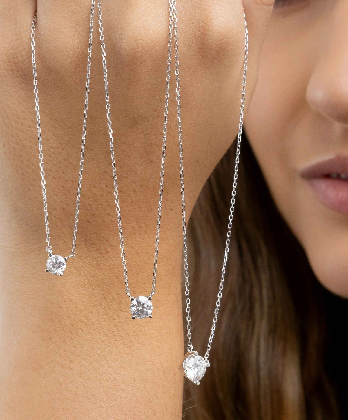 Colar Moissanite 1,2ct Prata 925 com Ródio, Brilhante VVS1 Certificada em 4 Garras