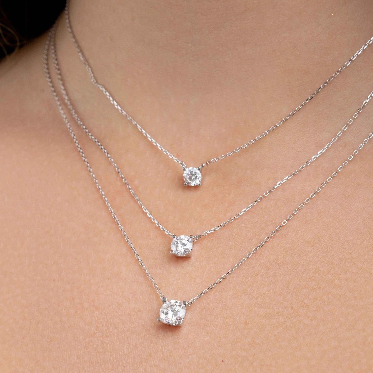 Colar Moissanite 1,2ct Prata 925 com Ródio, Brilhante VVS1 Certificada em 4 Garras