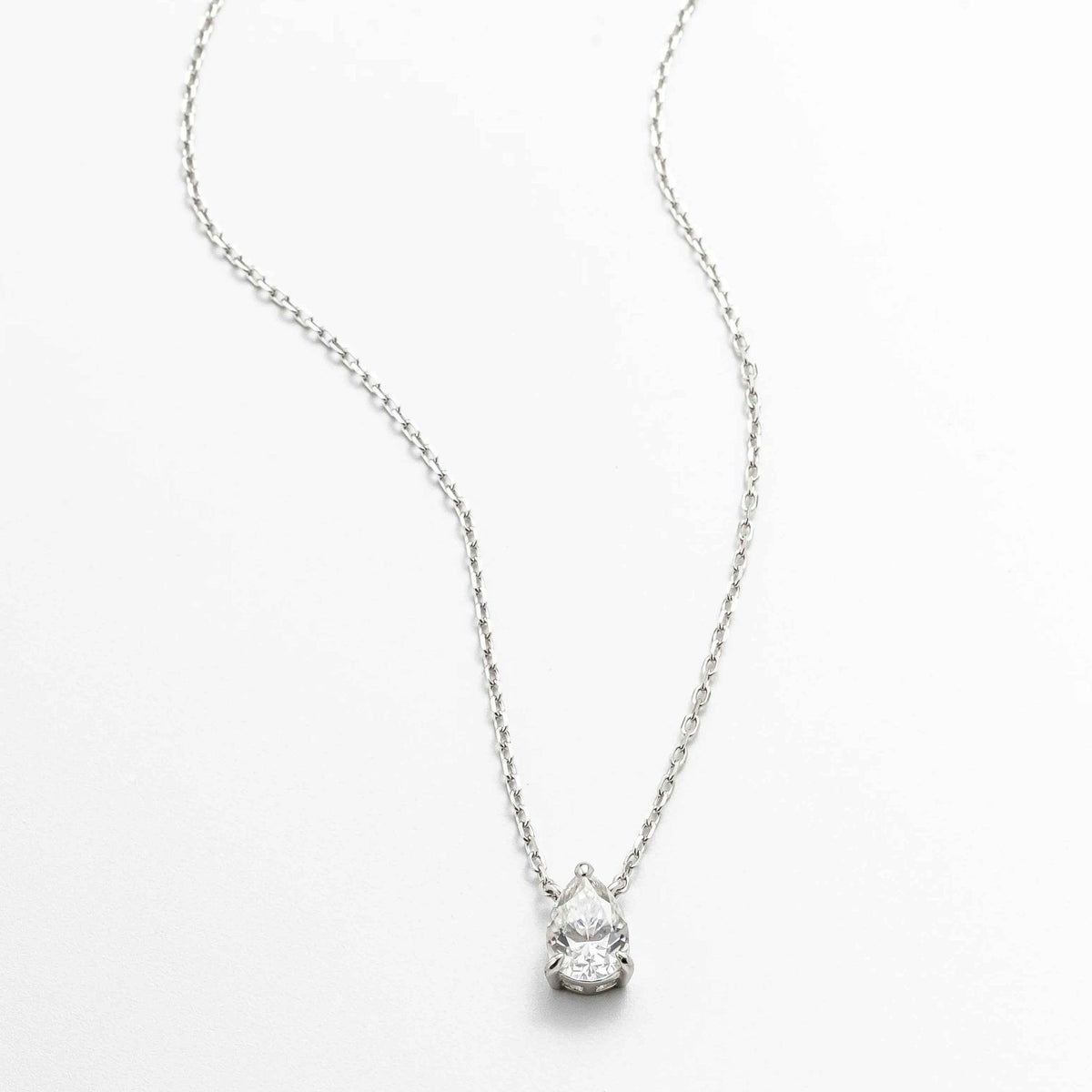 Colar Moissanite 1,5ct Prata 925 com Ródio, Gota Cor D VVS1 Certificada