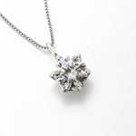 Colar Moissanite 2ct Ponto de Luz Brilhante com 6 Garras, Prata 925 com Ródio, Moissanite Cor D VVS1 Certificada