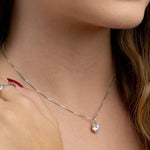 Colar Moissanite 2ct Ponto de Luz Brilhante com 6 Garras, Prata 925 com Ródio, Moissanite Cor D VVS1 Certificada