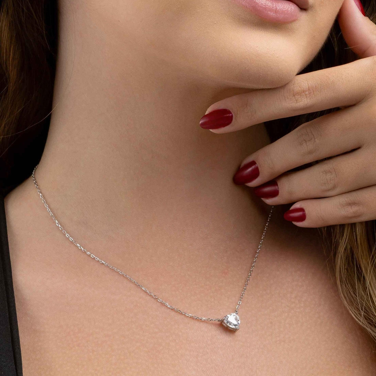 Colar Moissanite Coração 0,8ct em Prata 925 com Ródio - Moissanite Cor D VVS1 Certificada