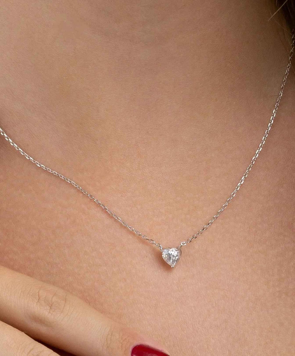 Colar Moissanite Coração 0,8ct em Prata 925 com Ródio - Moissanite Cor D VVS1 Certificada