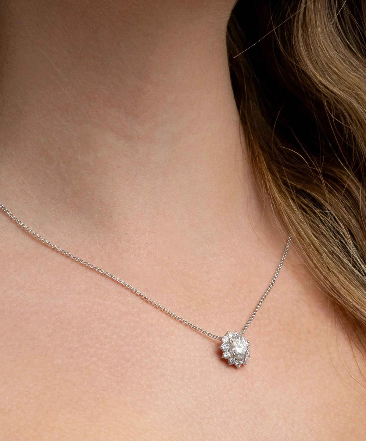 Colar Moissanite Prata 925 1,5ct Brilhante com Ródio e Certificação VVS1 Cor D