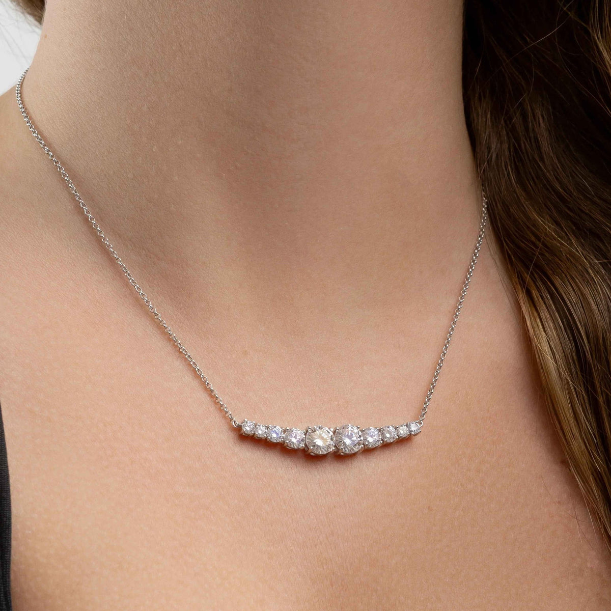 Colar Moissanite Prata 925 com 10 Pedras Brilhantes 2,5ct e Ródio D VVS1 Certificada