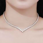 Colar Riviera V de Moissanite Brilhante 3 a 5mm em Prata 925, Moissanite Cor D VVS1 Certificada — Monlí