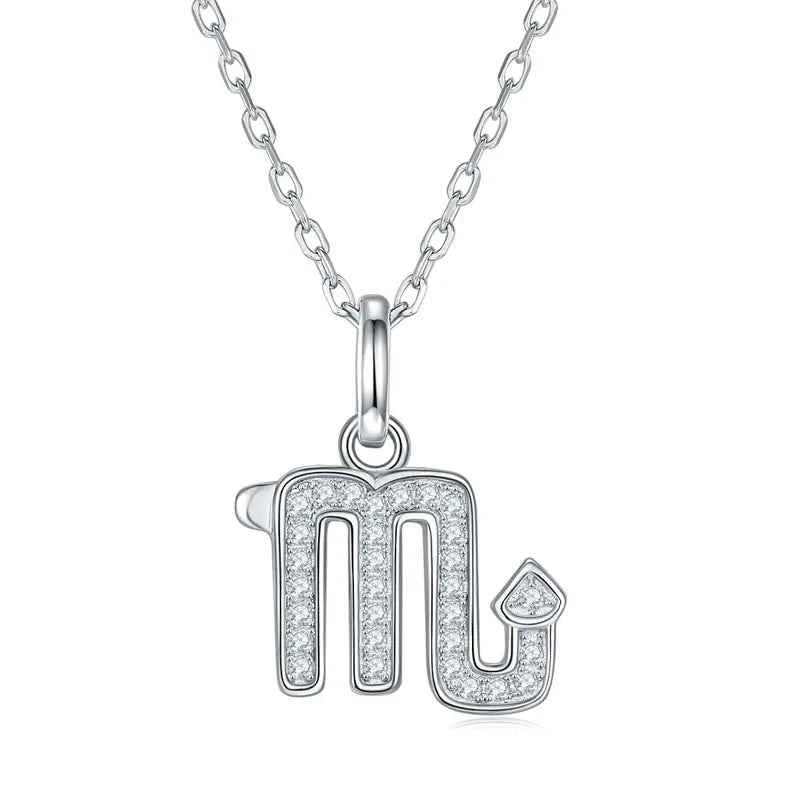 Colar Signos do Zodíaco com Pingente de Moissanite Brilhante em Prata 925 com Banho de Ouro 18K, Moissanite Cor D VVS1 Certificada — Monlí