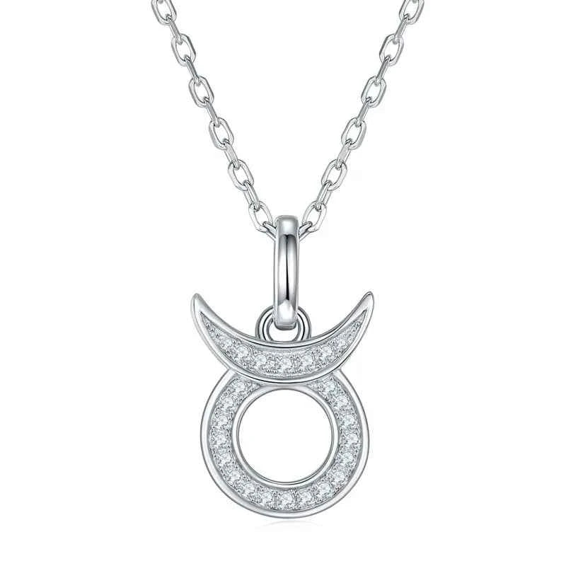 Colar Signos do Zodíaco com Pingente de Moissanite Brilhante em Prata 925 com Banho de Ouro 18K, Moissanite Cor D VVS1 Certificada — Monlí