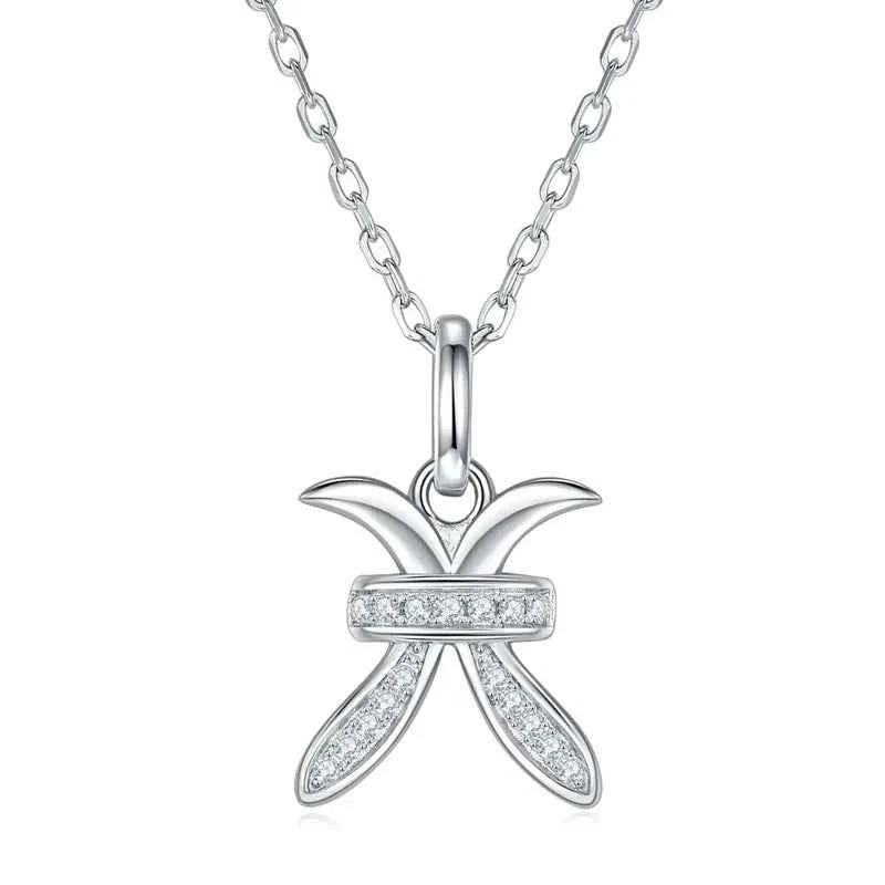 Colar Signos do Zodíaco com Pingente de Moissanite Brilhante em Prata 925 com Banho de Ouro 18K, Moissanite Cor D VVS1 Certificada — Monlí